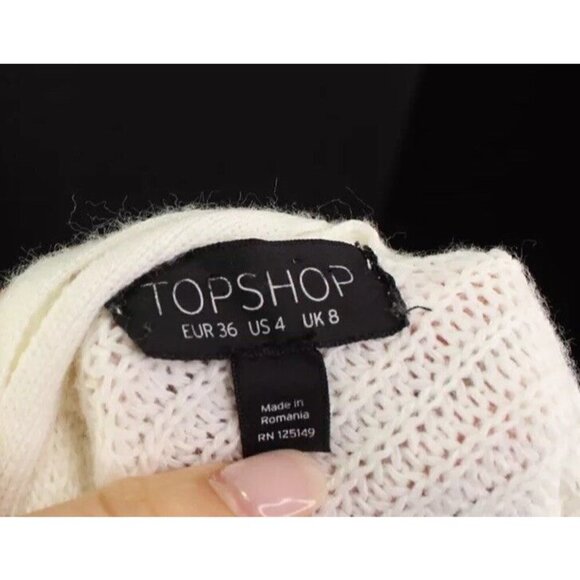 Topshop Womens Sz 4 Cross Back Lace Up Back Sweater Bell Sleeve Boho Ivory s - Picture 9 of 12